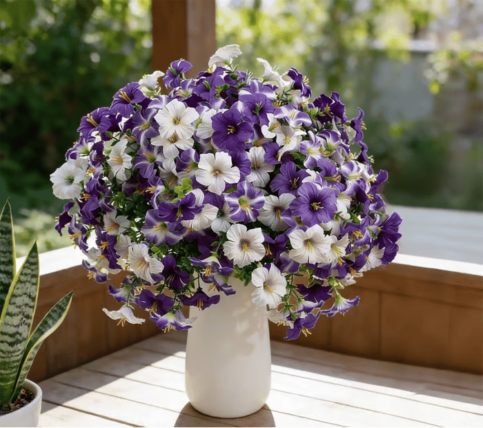 🌺Artificial Flowers for Outdoors, Fake Outdoor Petunias Waterproof UV Resistant (Zero Pollen Allergies)