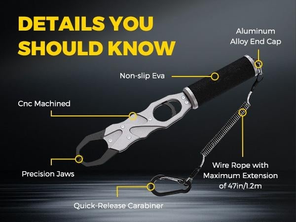 ArcPro Fish Gripper with Scale, Aircraft-Grade Aluminum Alloy Fish Lip Gripper 2-in-1 , 40lb Heavy-Duty & Non-Slip 360&deg; EVA Swivel Handle, Corrosion-Resistant Fish Holder, Fresh/Saltwater