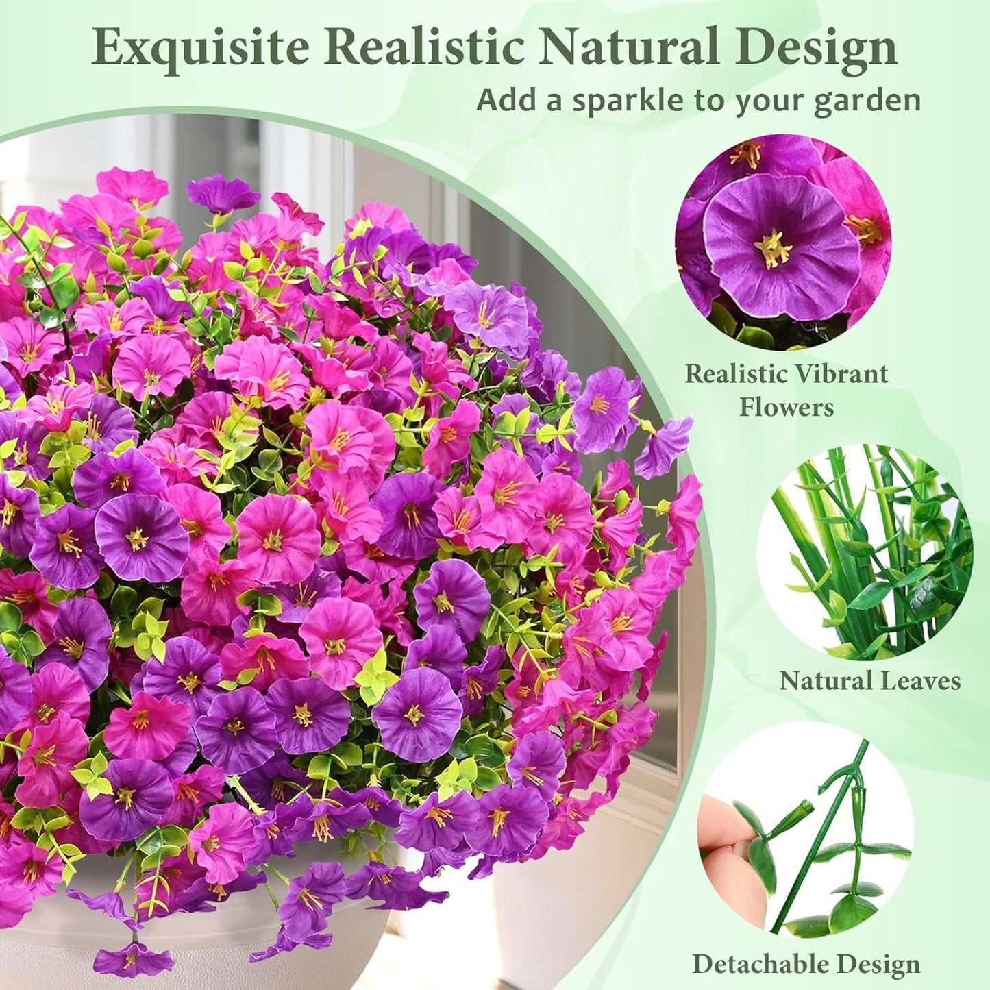 🌺Artificial Flowers for Outdoors, Fake Outdoor Petunias Waterproof UV Resistant (Zero Pollen Allergies)
