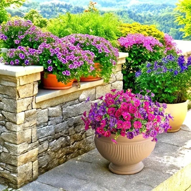 🌺Artificial Flowers for Outdoors, Fake Outdoor Petunias Waterproof UV Resistant (Zero Pollen Allergies)