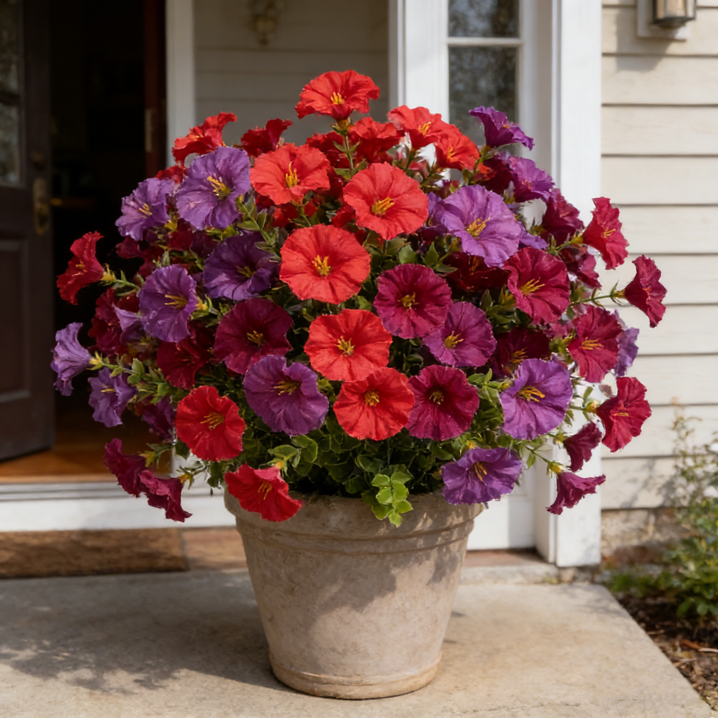 🌺Artificial Flowers for Outdoors, Fake Outdoor Petunias Waterproof UV Resistant (Zero Pollen Allergies)