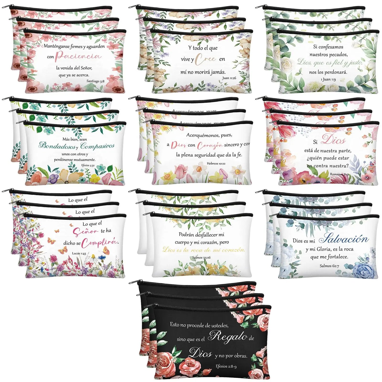 ✝️ Christian Makeup Bag Gift for Women Bulk Faith Pocket Bag with Bible Verse Floral Pattern