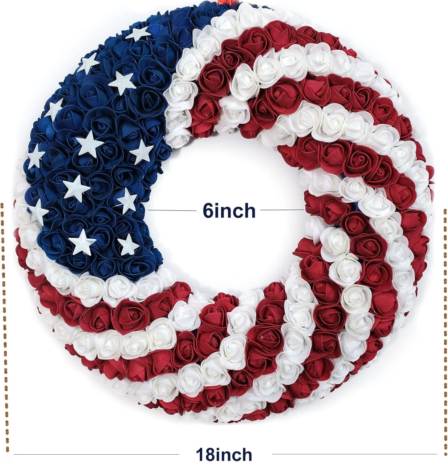 🔥ON SALE - 45% OFF🔥Handmade Patriotic Roses Wreath, 4th of July Soft Touch Roses Wreath