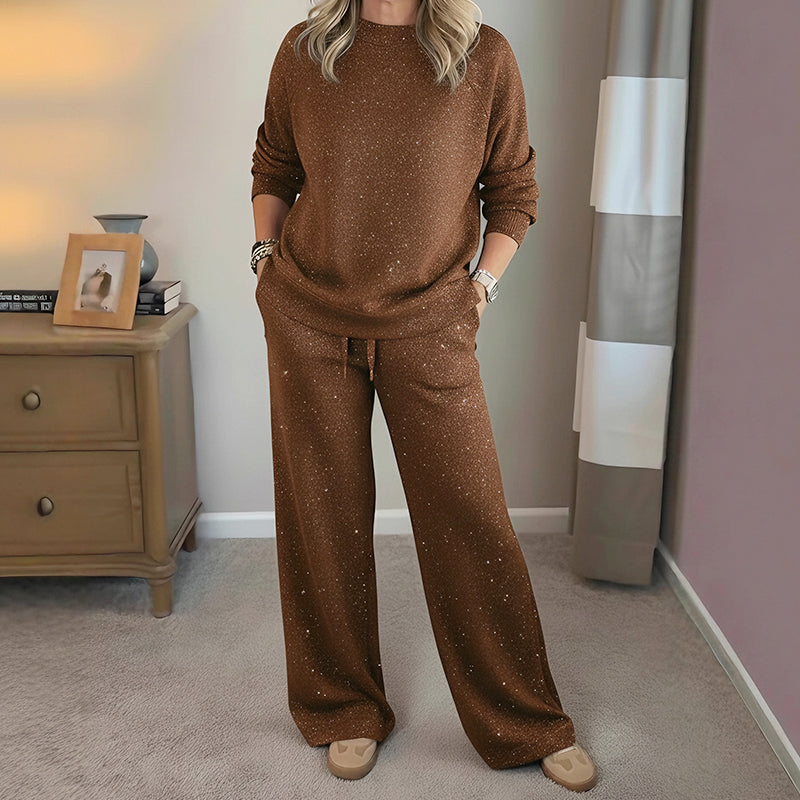 ⏰Last Day Sale - 49% OFF✨Women's Glitter Pullover Sweater & Pants 2-Piece Set