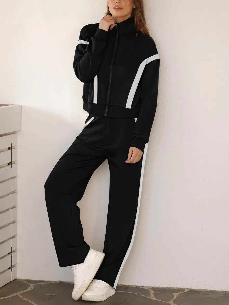 ⏰Hot Sale-Women Sweatsuit 2 Piece Outfits Sweatshirt Wide Leg Sweatpant Tracksuit