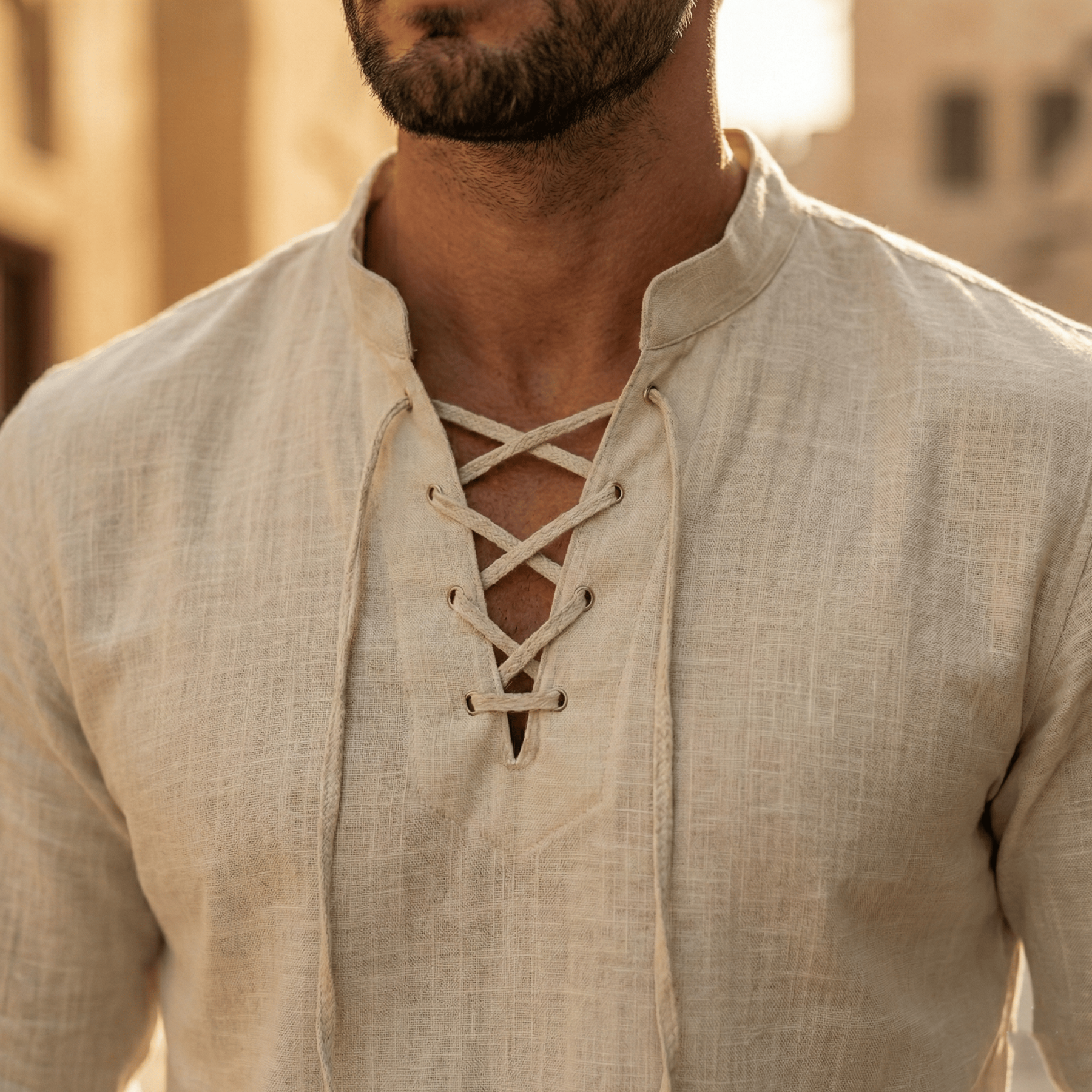 Last Day Sale 49% OFF🔥Men's Vintage V-neck T-shirt Linen Pirate Medieval Viking Gothic Tops Shirts Long Sleeved