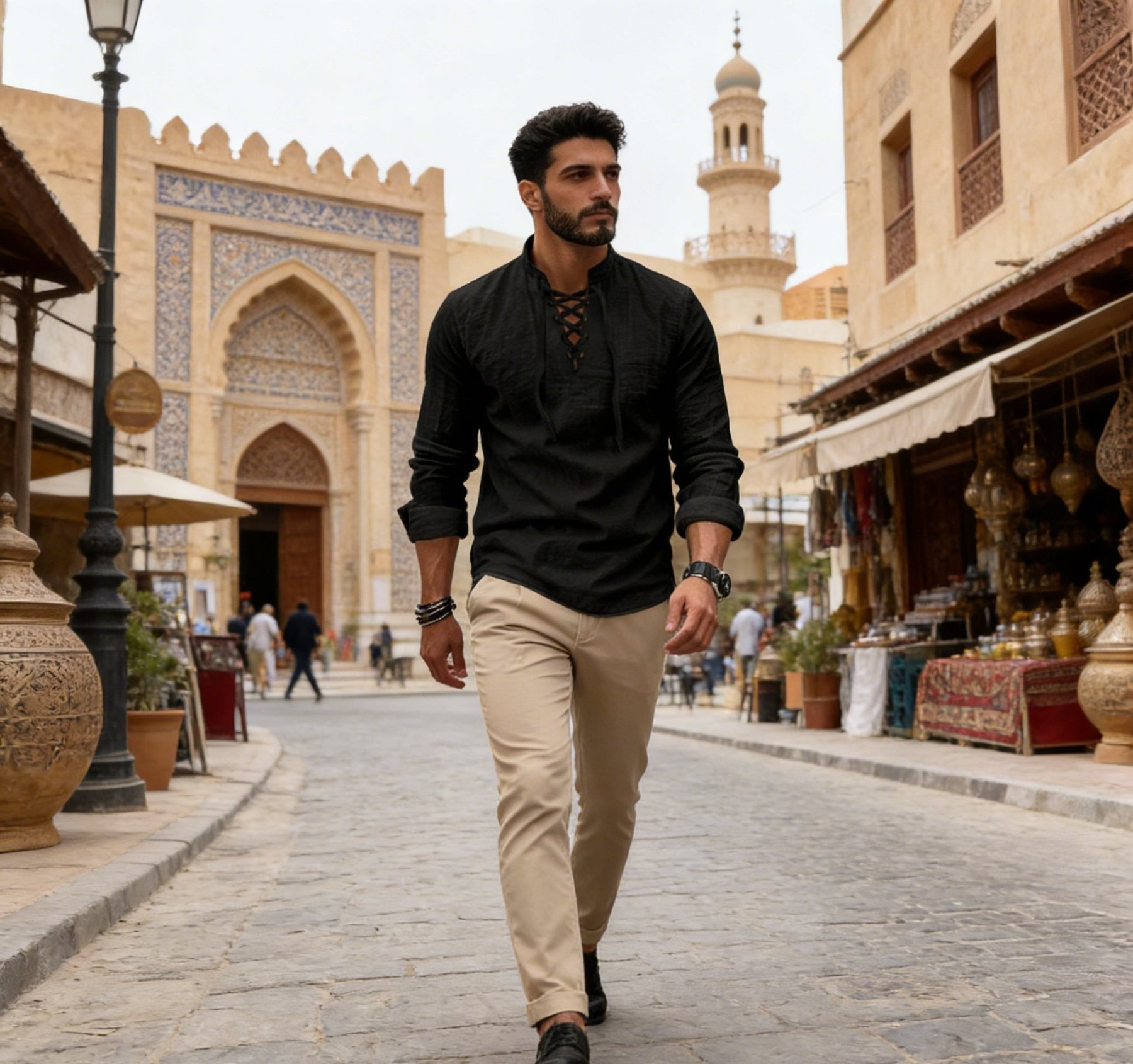 Last Day Sale 49% OFF🔥Men's Vintage V-neck T-shirt Linen Pirate Medieval Viking Gothic Tops Shirts Long Sleeved