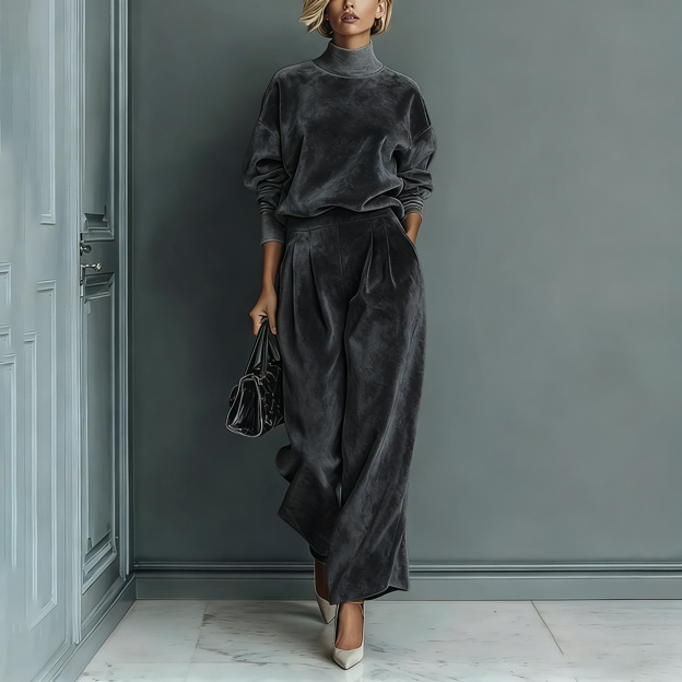 📢📢50% OFF NOW! ⏳Women’s Casual Warm Top & Wide Leg Pants 2-Piece Set