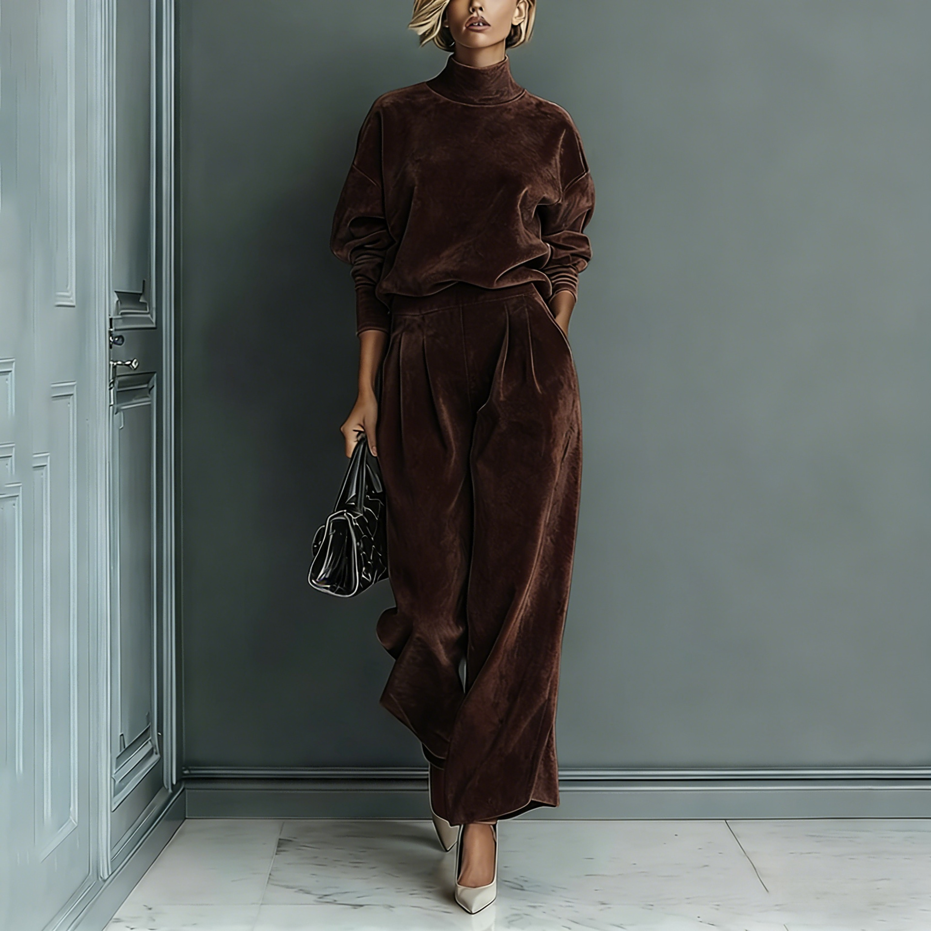 📢📢50% OFF NOW! ⏳Women’s Casual Warm Top & Wide Leg Pants 2-Piece Set