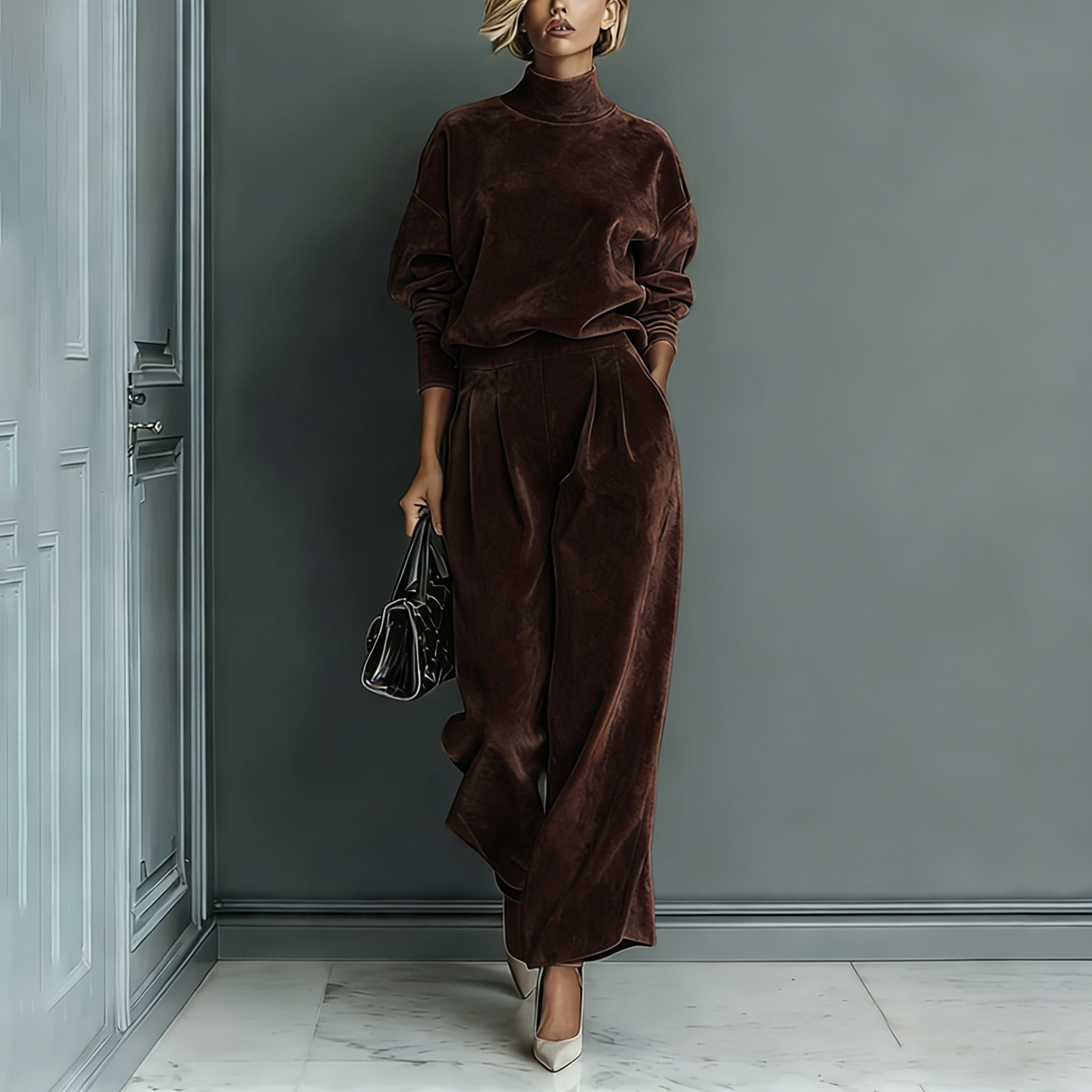 📢📢50% OFF NOW! ⏳Women’s Casual Warm Top & Wide Leg Pants 2-Piece Set