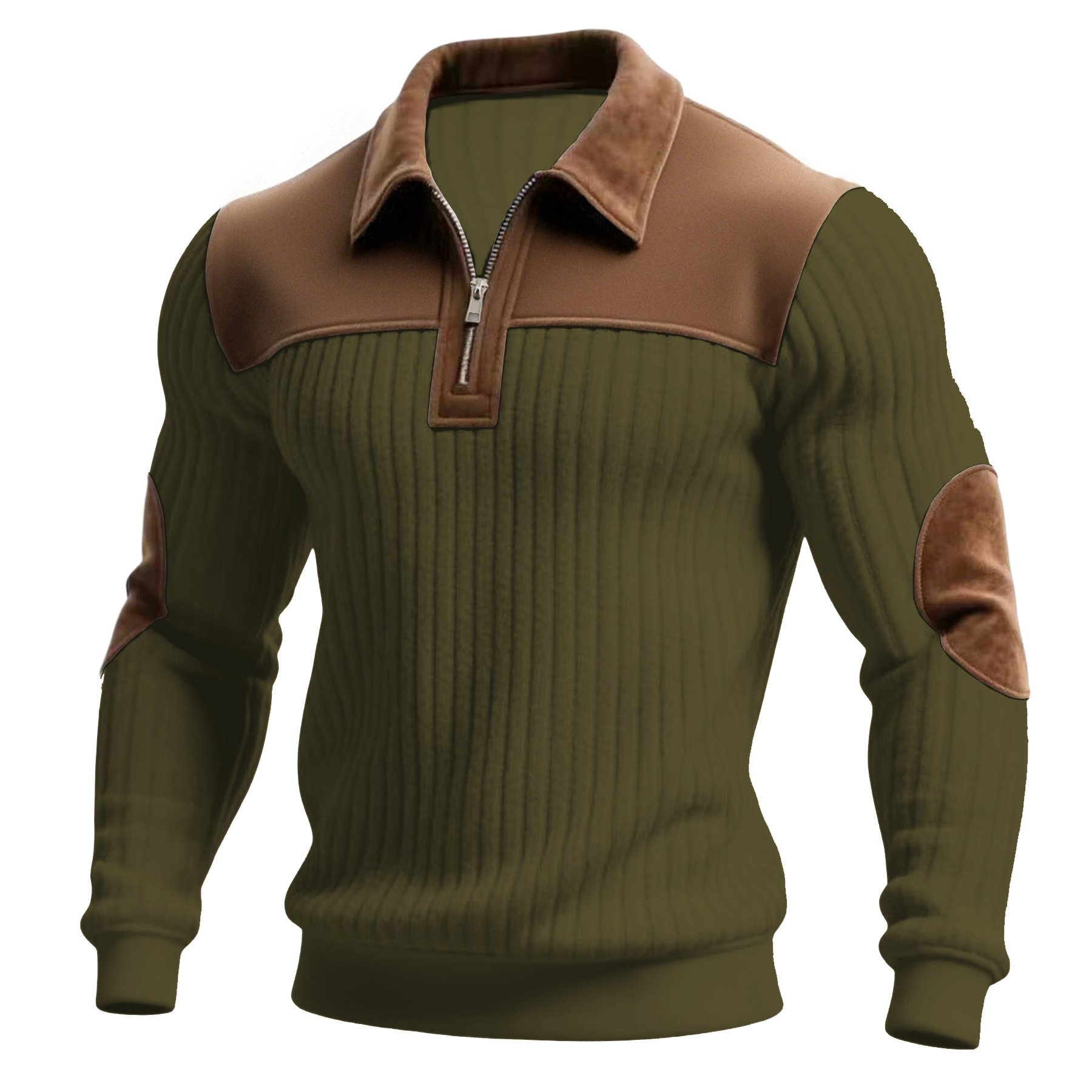 Outdoor Men's Casual Striped Color Block Stand Collar Sweatshirt With Retro Quarter Zipper Collar Top