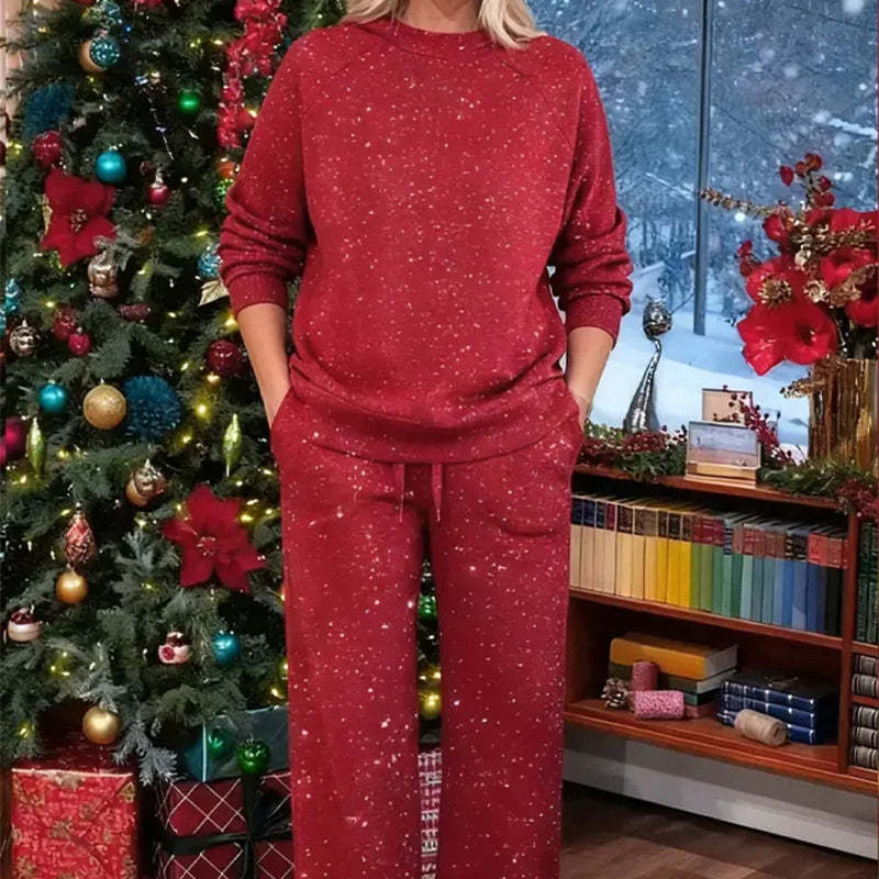 ⏰Last Day Sale - 49% OFF✨Women's Glitter Pullover Sweater & Pants 2-Piece Set