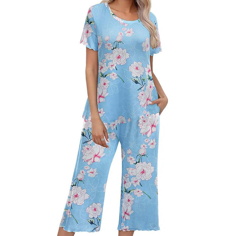 ⏳Limited Time 50% Off💥Women's Printed Top & Pants Nightwear Set