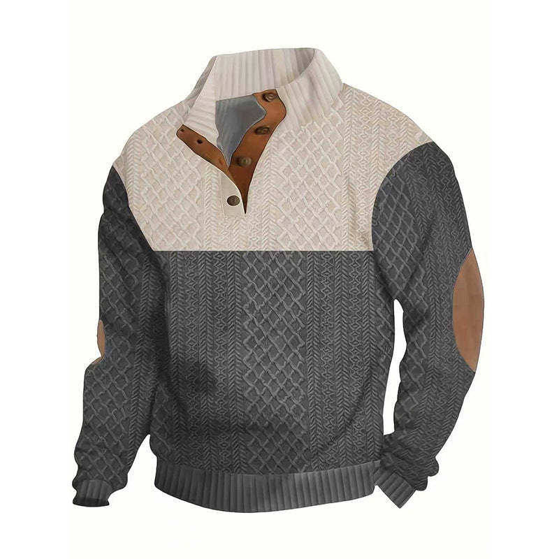🔥Hot Sale Offers-Men's Colorblock Button-Neck Sweater