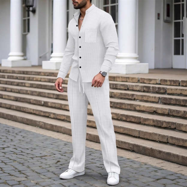 🔥Limited-time offer: 50% off-Men’s Casual Waffle Shirt Pants 2-Piece Set