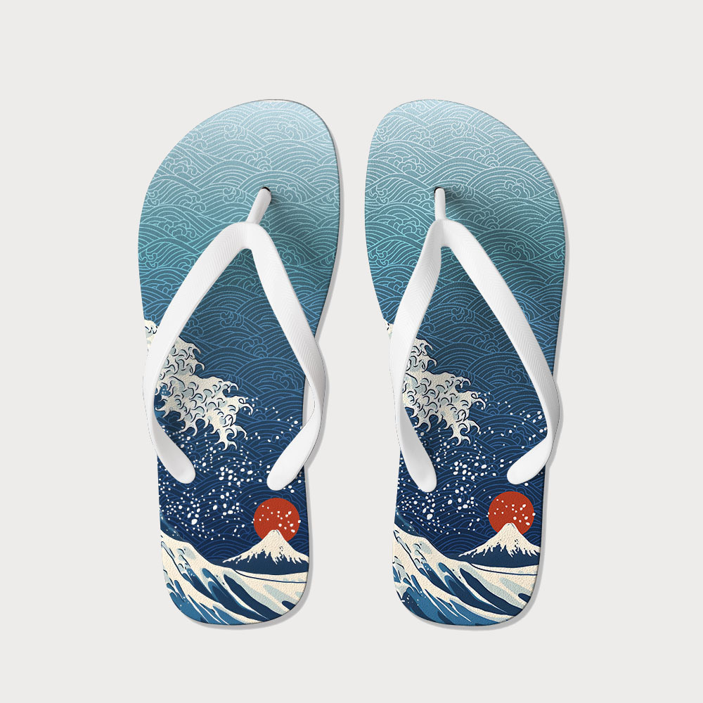 Tokyo-Tiger The Great Wave Off Fuji Flip Flops