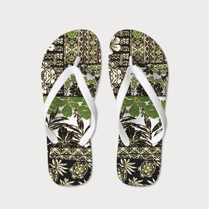 Tokyo-Tiger Tropical Plant Flip Flops