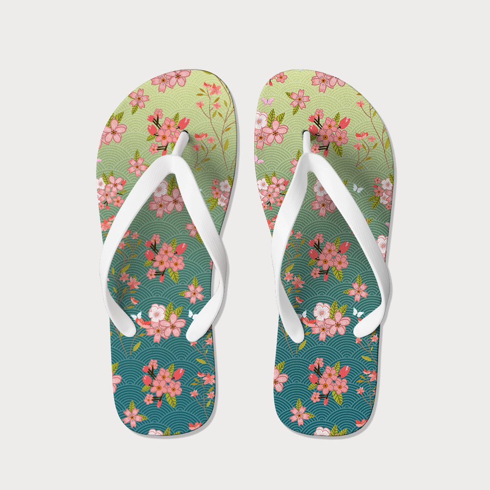 Tokyo-Tiger Sakura Blossom Waves Flip Flops