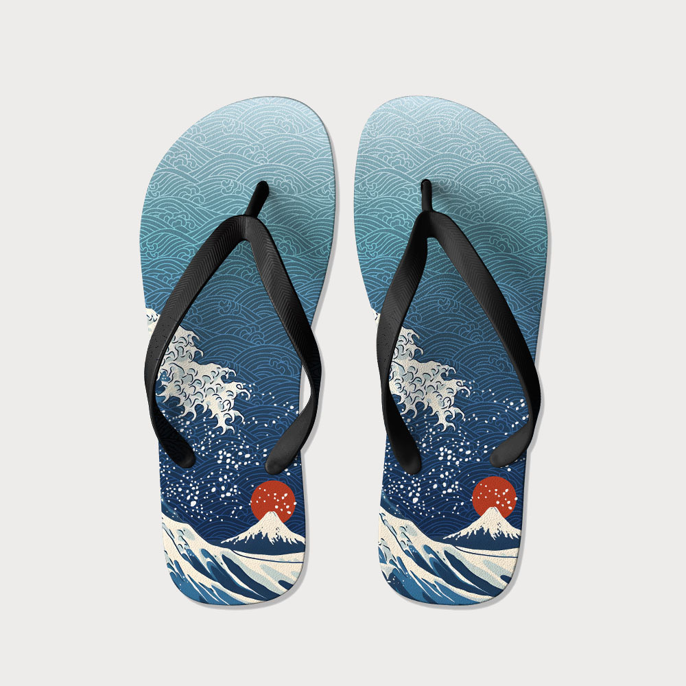 Tokyo-Tiger The Great Wave Off Fuji Flip Flops