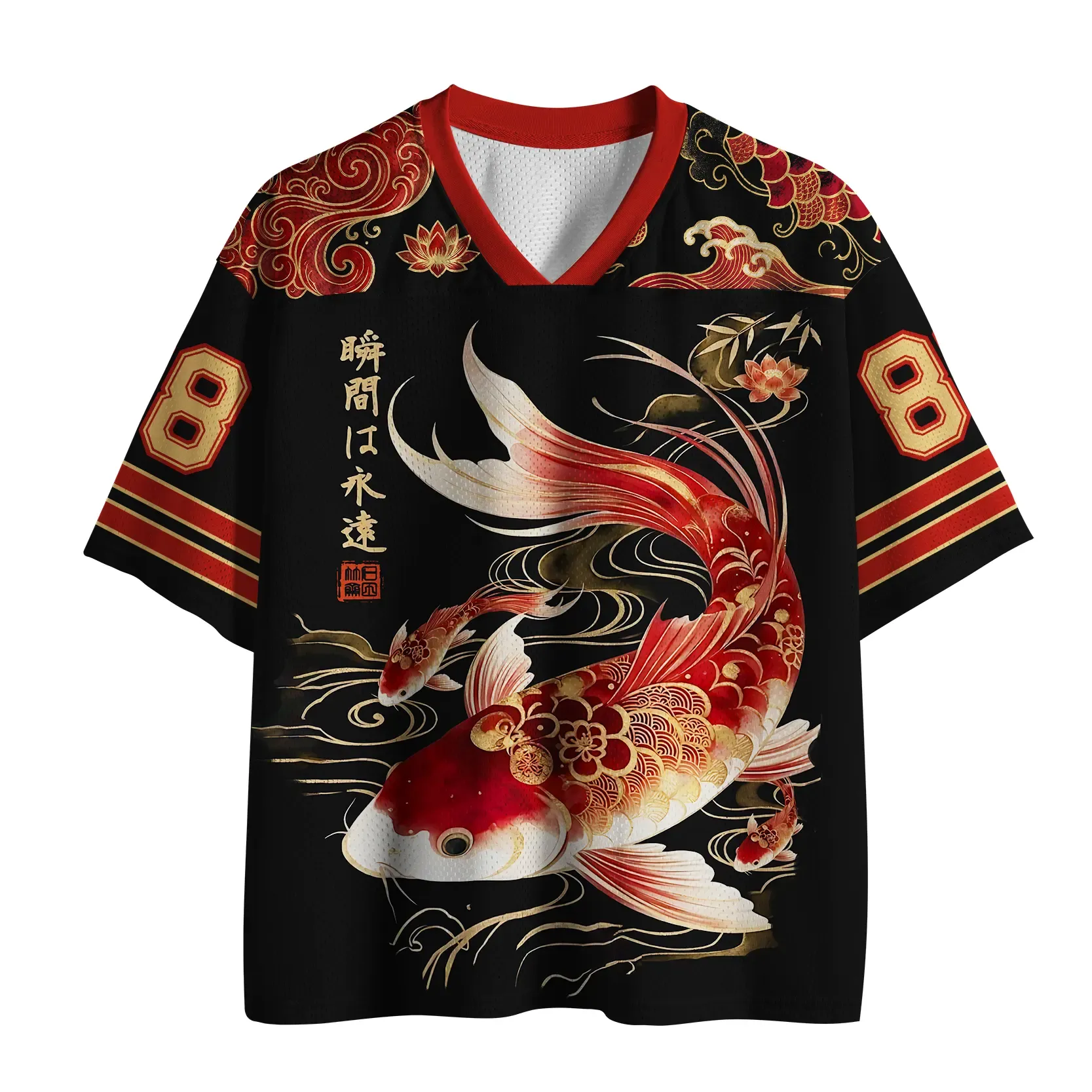 Tokyo-Tiger Elegant Koi Fish Watercolor Art Mesh Jersey