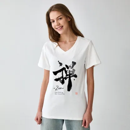 Tokyo-Tiger Zen Texts V-Neck Classic T-Shirt
