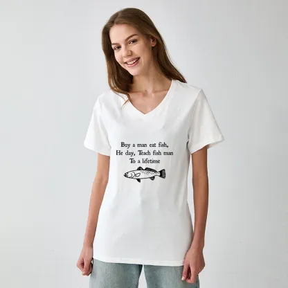 Tokyo-Tiger Man Eat Fish Meme V-Neck Classic T-Shirt