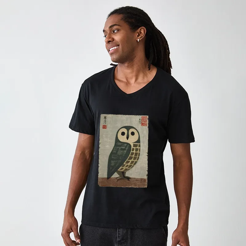 Tokyo-Tiger Traditional Owl In Japanese Art V-Neck Classic T-Shirt