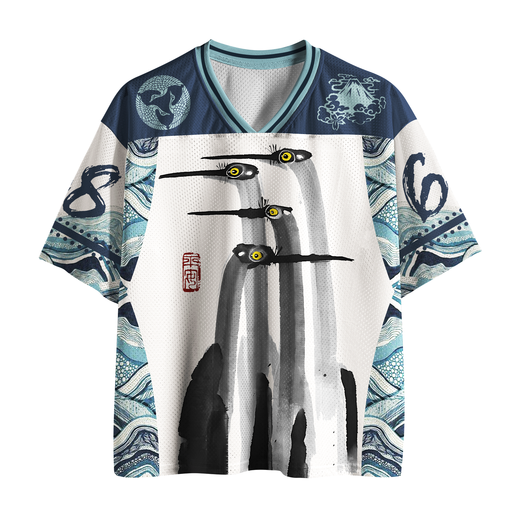 Tokyo-Tiger Indigo Wave Heron Mesh Jersey