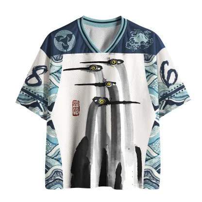 Tokyo-Tiger Indigo Wave Heron Mesh Jersey
