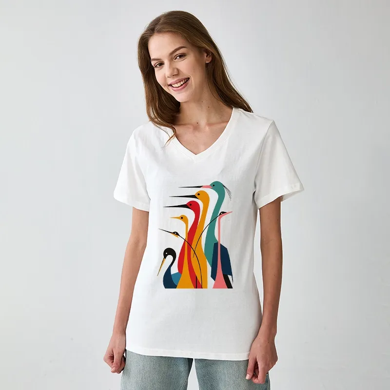 Tokyo-Tiger Various Types Of Cranes V-Neck Classic T-Shirt