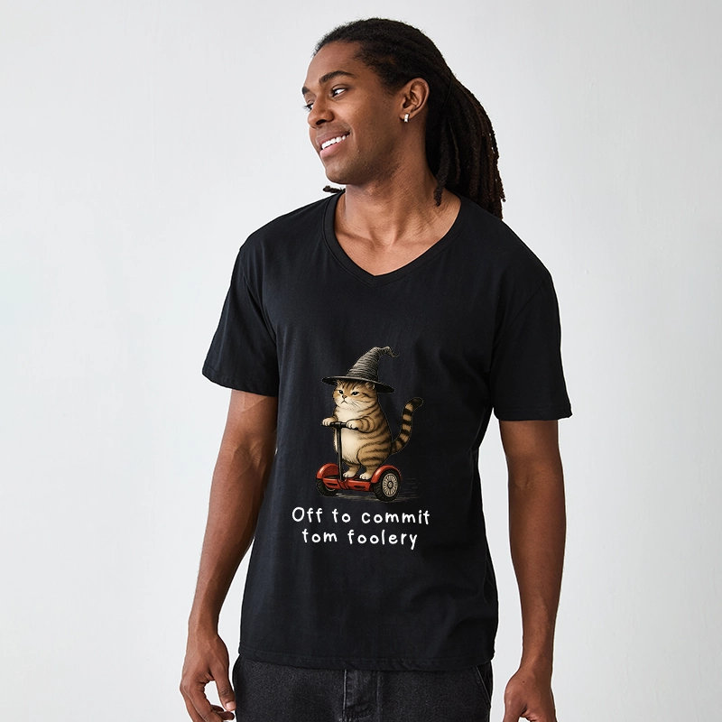 Tokyo-Tiger Orange Cat Riding Segway-style V-Neck Classic T-Shirt