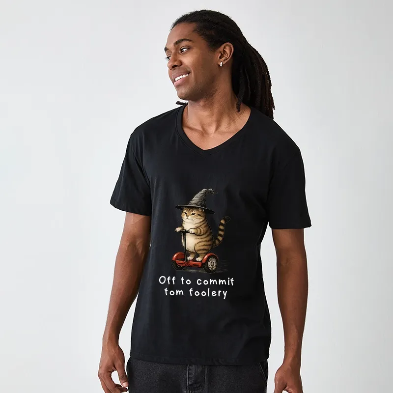 Tokyo-Tiger Orange Cat Riding Segway-style V-Neck Classic T-Shirt