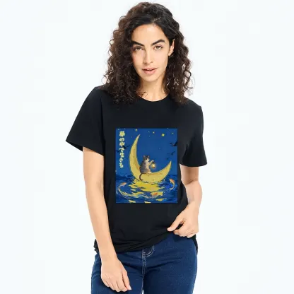 Tokyo-Tiger Cat On Moon Boat Over Sea Classic T-Shirt