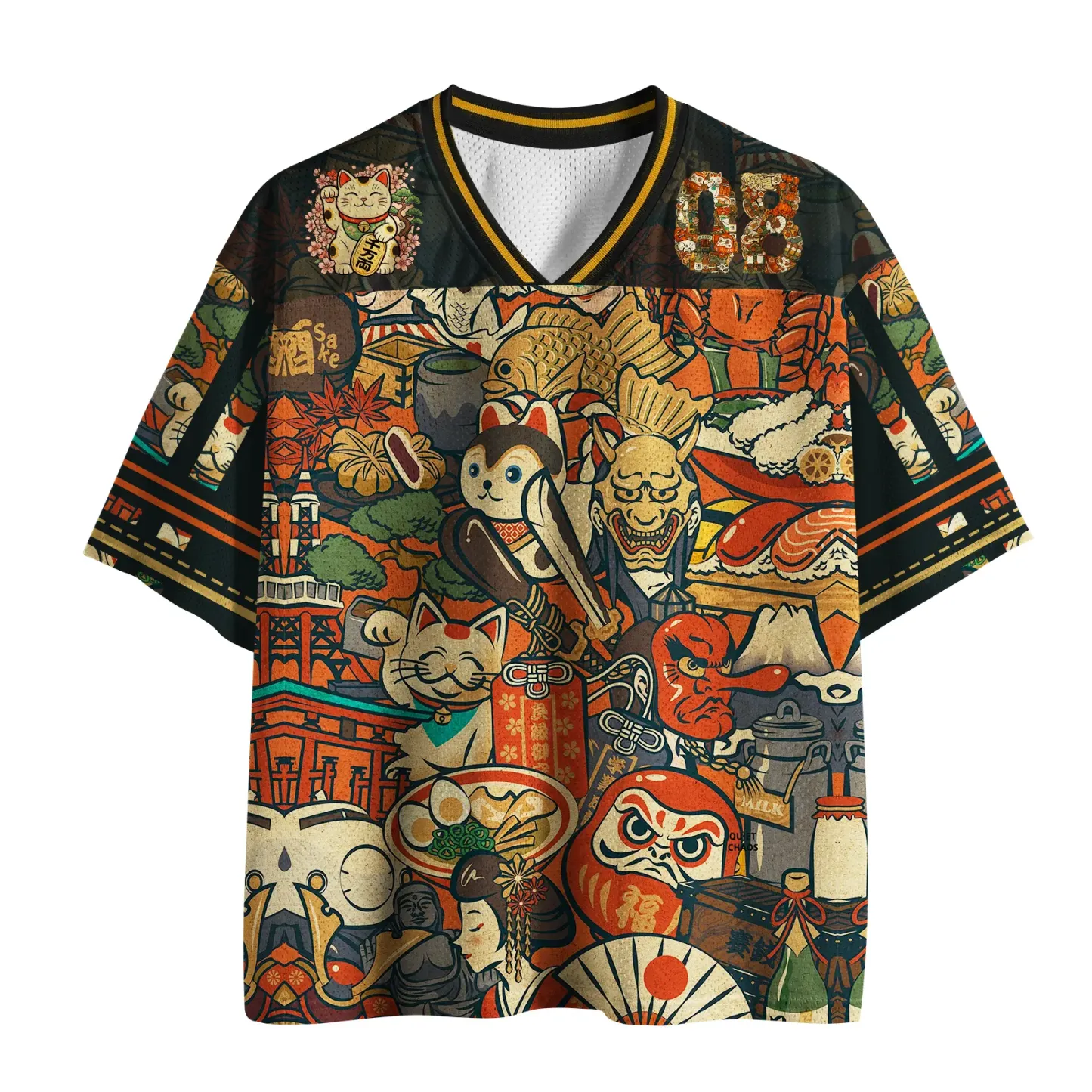 Tokyo-Tiger Japanese Traditional Elements Design Mesh Jersey
