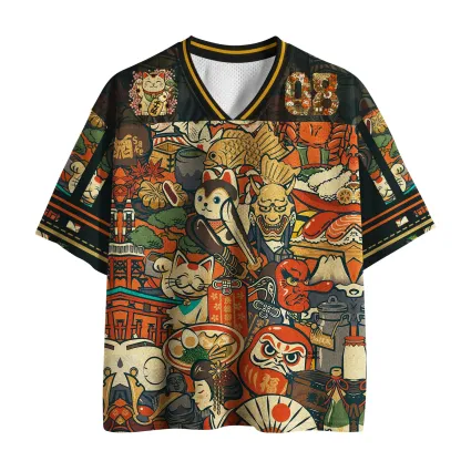 Tokyo-Tiger Japanese Traditional Elements Design Mesh Jersey
