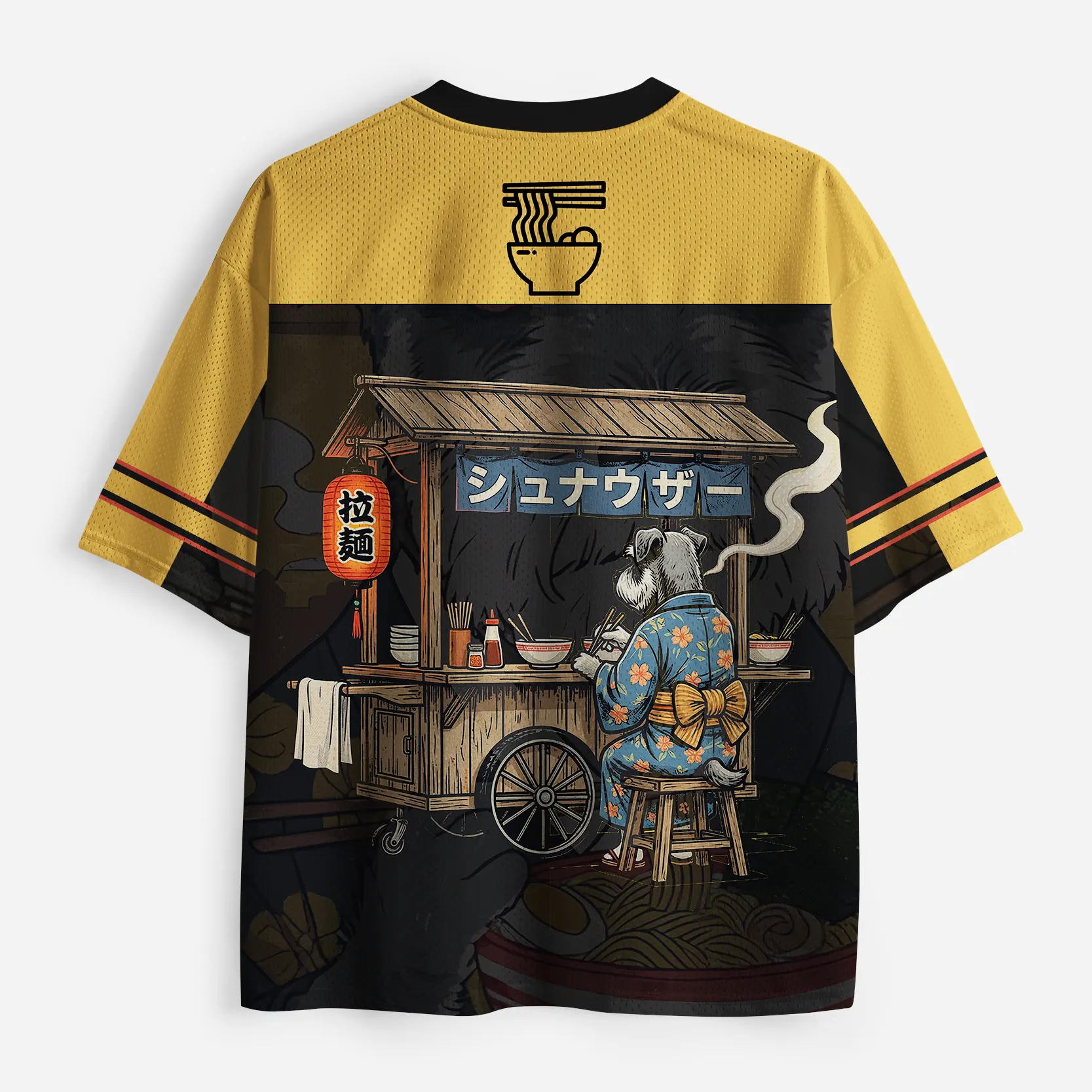 Tokyo-Tiger Schnauzer Eating Ramen Mesh Jersey