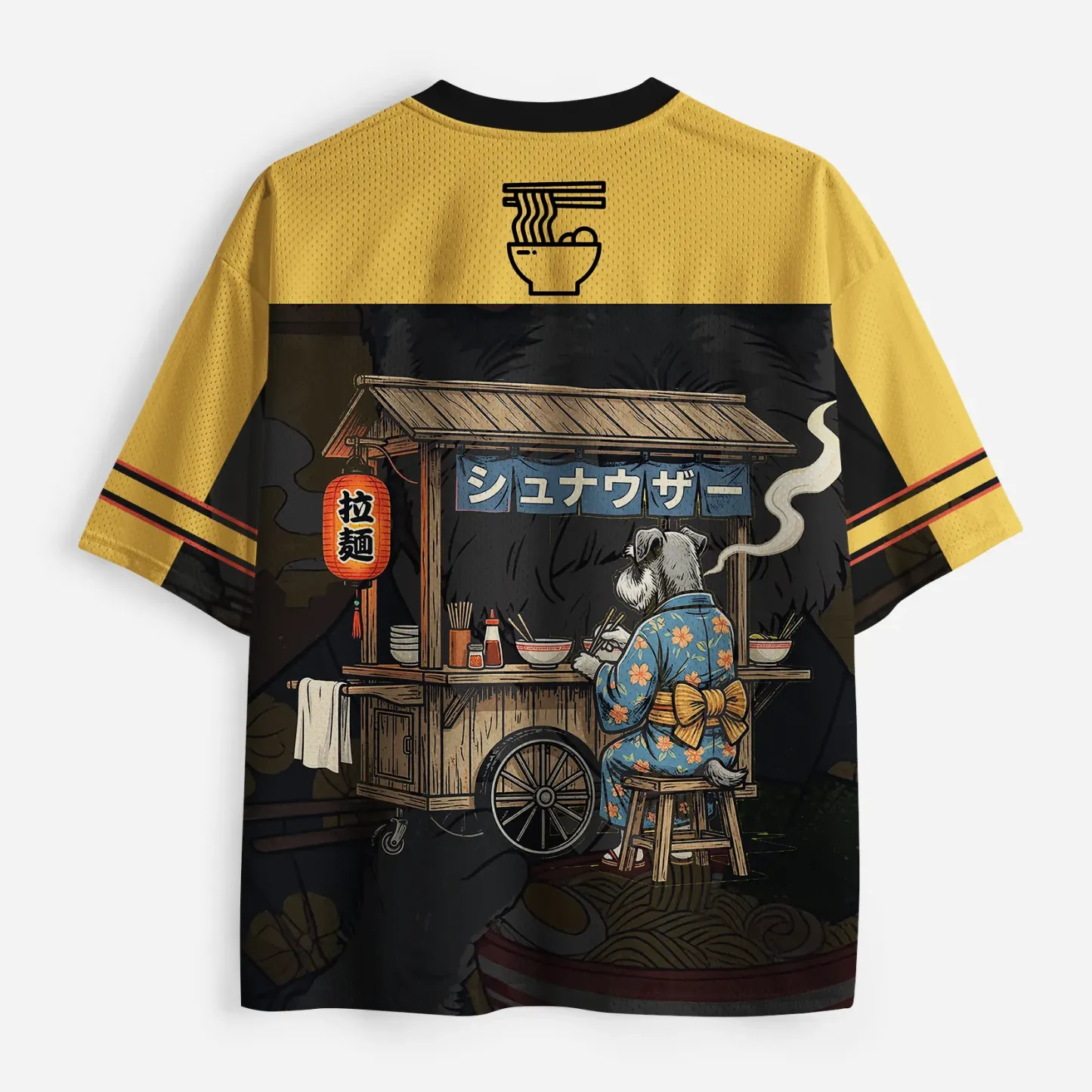 Tokyo-Tiger Schnauzer Eating Ramen Mesh Jersey