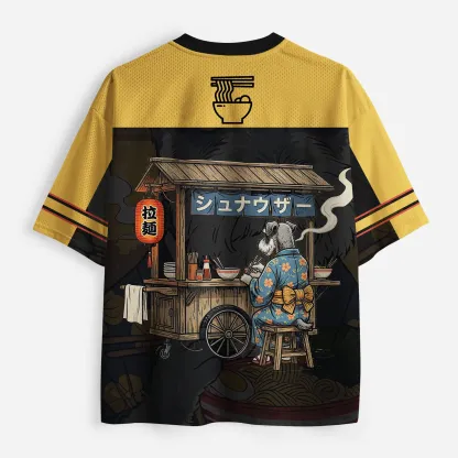 Tokyo-Tiger Schnauzer Eating Ramen Mesh Jersey