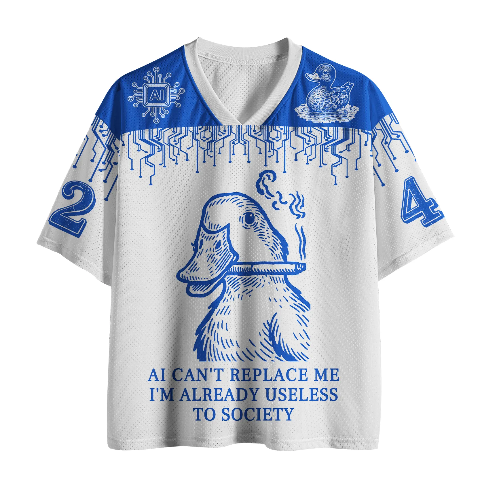 Tokyo-Tiger Smoking Duck Funny Mesh Jersey