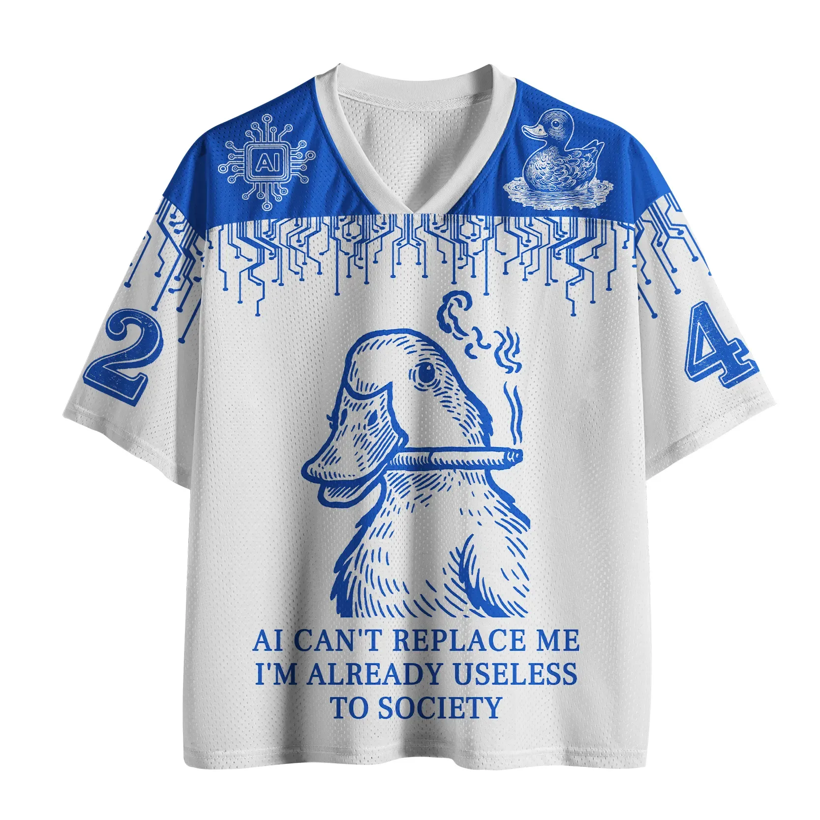 Tokyo-Tiger Smoking Duck Funny Mesh Jersey