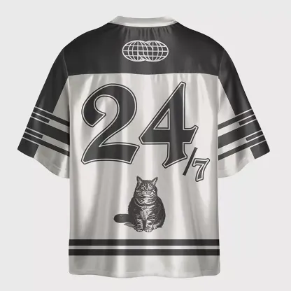  Tokyo-Tiger Overweight Cat And Its Doting Owner Glossy Oversized Jersey