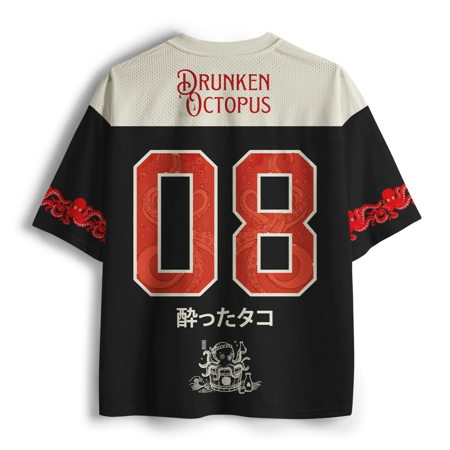Tokyo-Tiger Quirky Retro Osaka Octopus Mesh Jersey