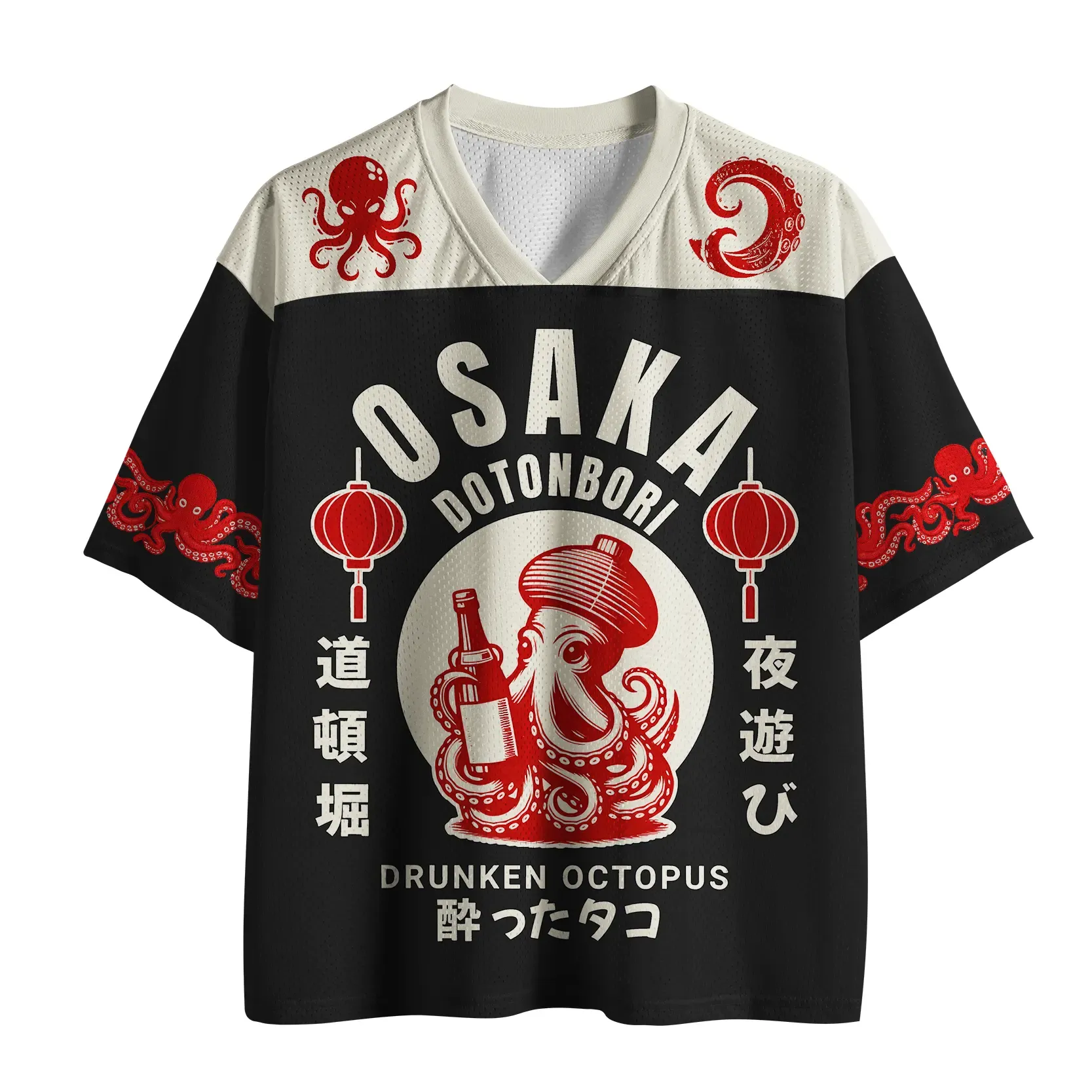 Tokyo-Tiger Quirky Retro Osaka Octopus Mesh Jersey