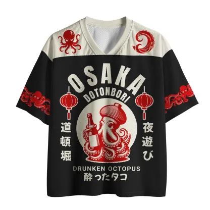 Tokyo-Tiger Quirky Retro Osaka Octopus Mesh Jersey