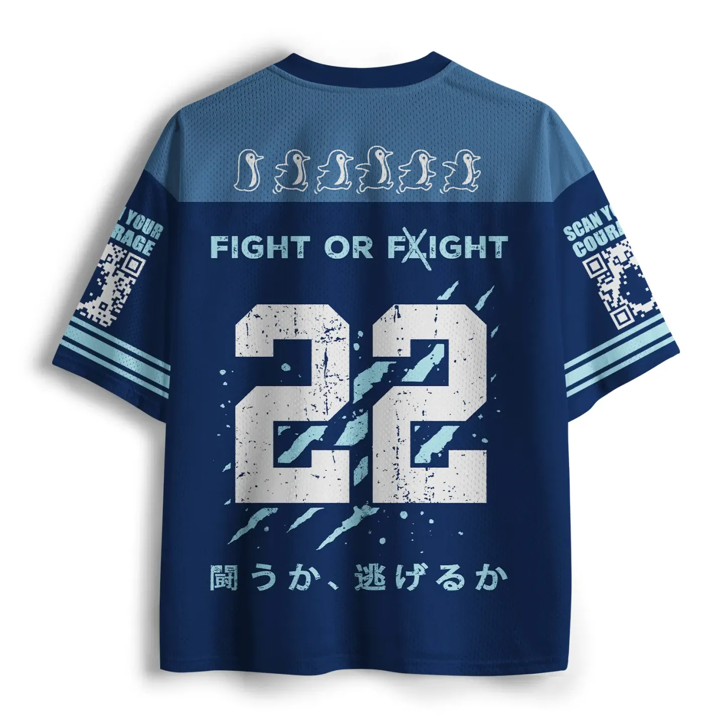 Tokyo-Tiger Funny Woodblock Penguin:Fight Or Flight Mesh Jersey