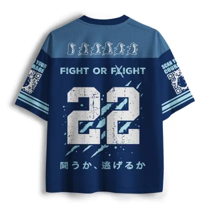 Tokyo-Tiger Funny Woodblock Penguin:Fight Or Flight Mesh Jersey