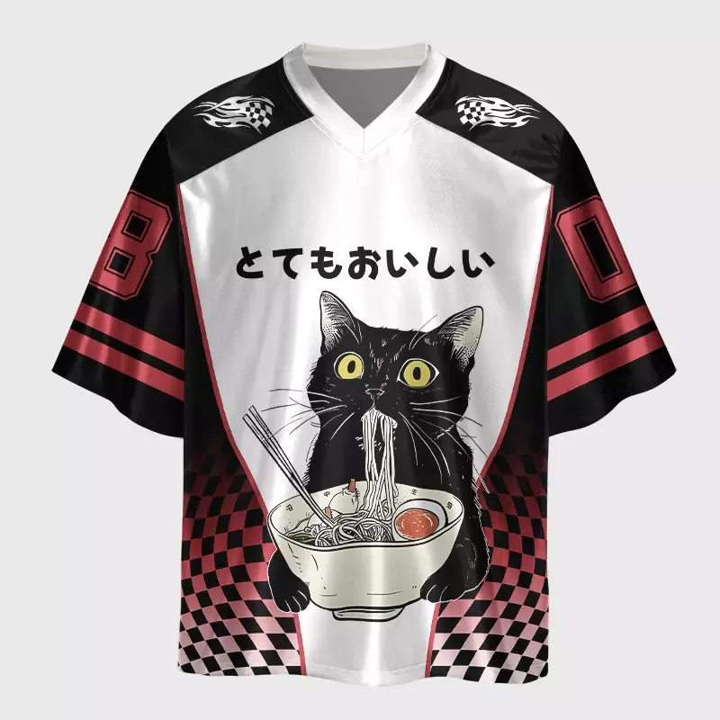 Tokyo-Tiger Delicious Cat Ramen Time Glossy Oversized Jersey