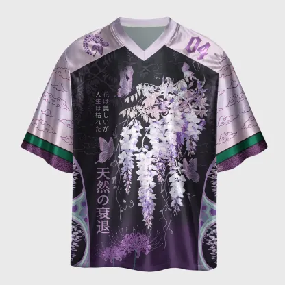 Tokyo-Tiger Wisteria Jpanese Flowers Glossy Oversized Jersey
