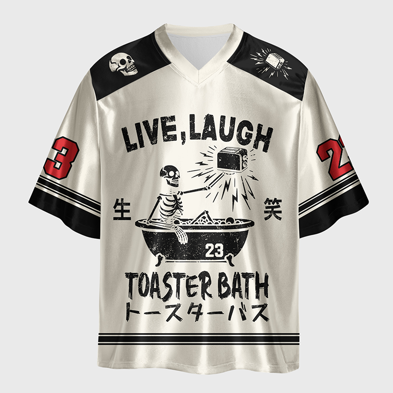 Tokyo-Tiger Funny Electric Shock Skeleton Glossy Oversized Jersey