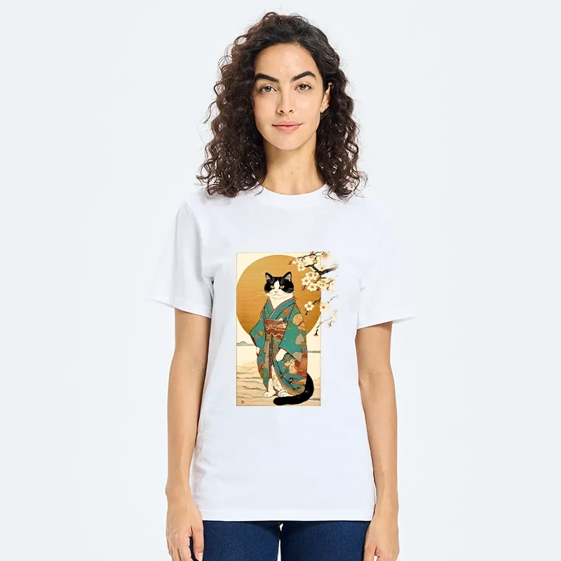 Tokyo-Tiger Elegant Cat In Traditional Kimono Classic T-Shirt